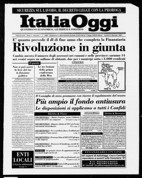 Italia oggi : quotidiano di economia finanza e politica